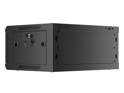 Комуникационен шкаф Lanberg rack cabinet 19" wall-mount 4U/600x450 with perforated door black (flat pack)