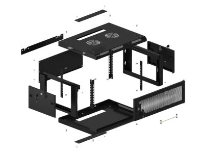 Комуникационен шкаф Lanberg rack cabinet 19" wall-mount 4U/600x450 with perforated door black (flat pack)