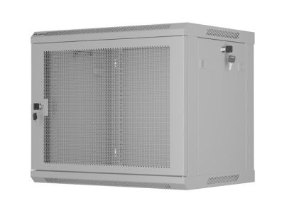 Комуникационен шкаф Lanberg rack cabinet 19" wall-mount 9U/600x450 with perforated door grey (flat pack)