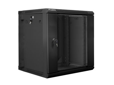Комуникационен шкаф Lanberg rack cabinet 19" double-section wall-mount 12U / 600x600 for self-assembly (flat pack), black