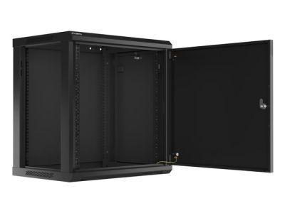Комуникационен шкаф Lanberg rack cabinet 19" wall-mount 12U/600x450 for self-assembly with metal door black (flat pack)