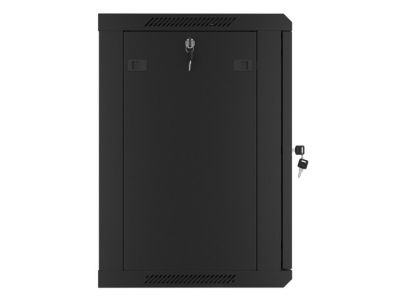 Комуникационен шкаф Lanberg rack cabinet 19" wall-mount 12U/600x450 for self-assembly with metal door black (flat pack)