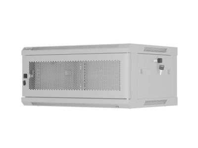 Комуникационен шкаф Lanberg rack cabinet 19" wall-mount 4U/600x450 with perforated door grey (flat pack)