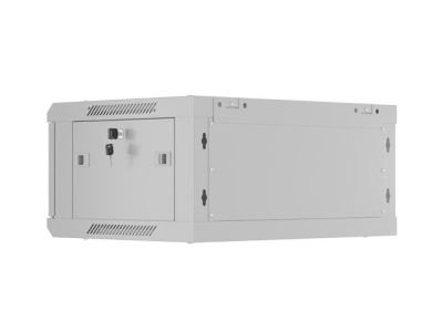 Комуникационен шкаф Lanberg rack cabinet 19" wall-mount 4U/600x450 with perforated door grey (flat pack)