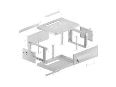 Комуникационен шкаф Lanberg rack cabinet 19" wall-mount 4U/600x450 with perforated door grey (flat pack)