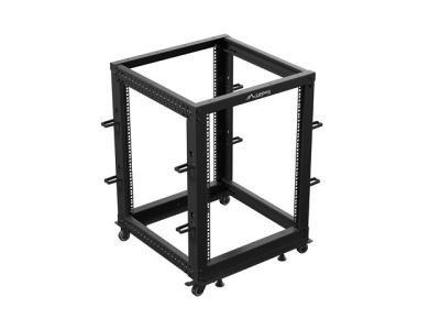 Комуникационен шкаф Lanberg open rack 19" 15U 600x600-1100 adjustable black