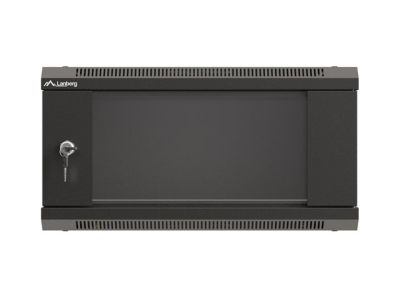 Комуникационен шкаф Lanberg rack cabinet 19" wall-mount 4U/540x350 (flat pack) with glass door black