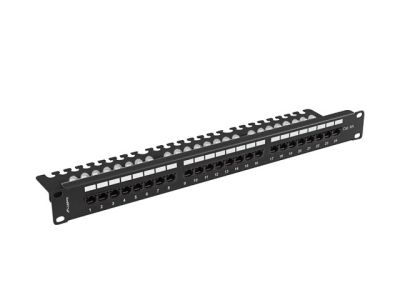 Пач панел Lanberg patch panel 24 port 1U 19" CAT.6a utp with cable organizer black