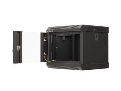 Комуникационен шкаф Lanberg rack cabinet 10" wall-mount 4U/300x300 (flat pack) with glass door black