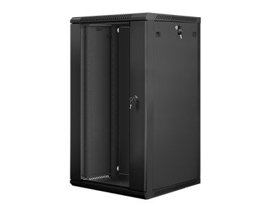 Комуникационен шкаф Lanberg rack cabinet 19" wall-mount 22U / 600x600 for self-assembly (flat pack), black