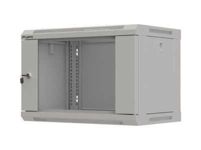 Комуникационен шкаф Lanberg rack cabinet 19" wall-mount 6U/540x350 (flat pack) with glass door grey