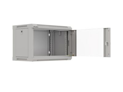 Комуникационен шкаф Lanberg rack cabinet 19" wall-mount 6U/540x350 (flat pack) with glass door grey