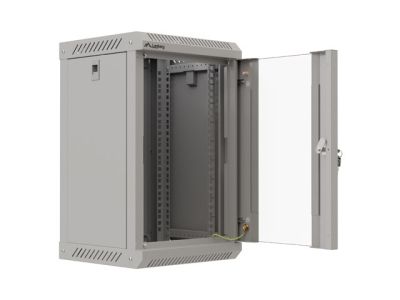 Комуникационен шкаф Lanberg rack cabinet 10" wall-mount 9U/300x300 (flat pack) with glass door grey