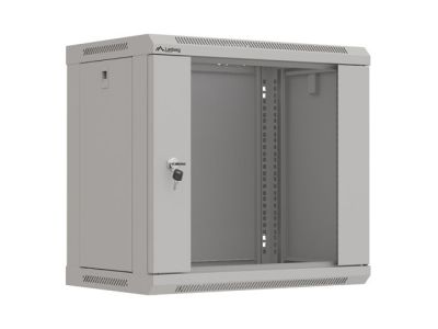Комуникационен шкаф Lanberg rack cabinet 19" wall-mount 9U/540x350 (flat pack) with glass door grey