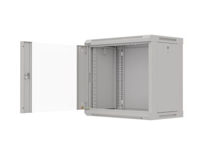 Комуникационен шкаф Lanberg rack cabinet 19" wall-mount 9U/540x350 (flat pack) with glass door grey