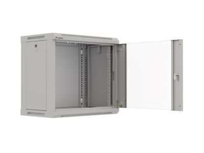 Комуникационен шкаф Lanberg rack cabinet 19" wall-mount 9U/540x350 (flat pack) with glass door grey