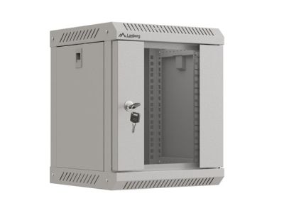 Комуникационен шкаф Lanberg rack cabinet 10" wall-mount 6U/300x300 (flat pack) with glass door grey