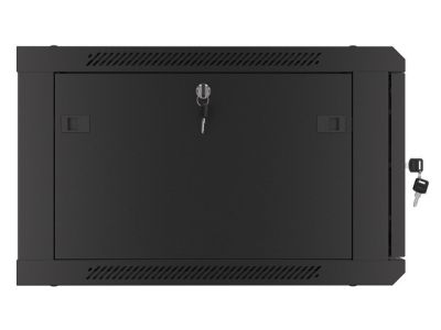 Комуникационен шкаф Lanberg rack cabinet 19" wall-mount 6U/600x600 for self-assembly with metal door black (flat pack)