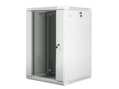 Комуникационен шкаф Lanberg rack cabinet 19" wall-mount 18U / 600x600 for self-assembly (flat pack), grey