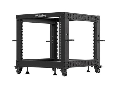Комуникационен шкаф Lanberg open rack 19" 9U 600x600-1100 adjustable black