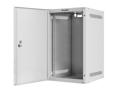 Комуникационен шкаф Lanberg rack cabinet 10" wall-mount 9U / 280x310 self-assembly flat pack with metal door, grey