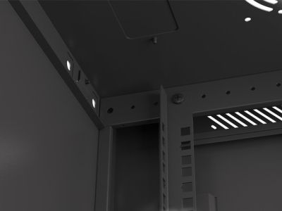 Комуникационен шкаф Lanberg rack cabinet 19" wall-mount 6U/600x450 for self-assembly with metal door black (flat pack)
