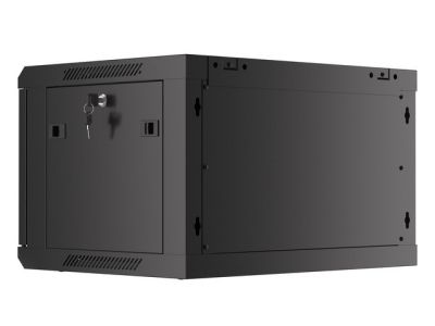 Комуникационен шкаф Lanberg rack cabinet 19" wall-mount 6U/600x450 for self-assembly with metal door black (flat pack)