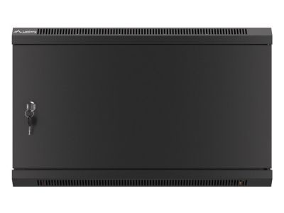 Комуникационен шкаф Lanberg rack cabinet 19" wall-mount 6U/600x450 for self-assembly with metal door black (flat pack)