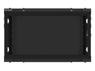 Комуникационен шкаф Lanberg rack cabinet 19" wall-mount 6U/600x450 for self-assembly with metal door black (flat pack)