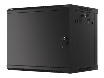 Комуникационен шкаф Lanberg rack cabinet 19" wall-mount 9U/600x450 for self-assembly with metal door  black (flat pack)