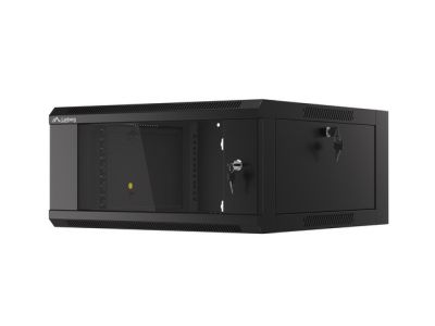 Комуникационен шкаф Lanberg rack cabinet 19" wall-mounted 4U 600 fast assembly (flat pack) black