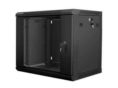 Комуникационен шкаф Lanberg rack cabinet 19" wall-mount 9U / 600x450 for self-assembly (flat pack), black