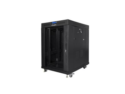 Комуникационен шкаф Lanberg rack cabinet 19" free-standing 15U/600x800 (flat pack) with glass door lcd black v2