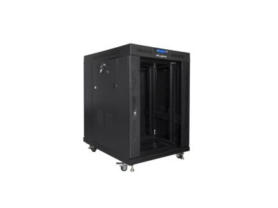 Комуникационен шкаф Lanberg rack cabinet 19" free-standing 15U/600x800 (flat pack) with glass door lcd black v2