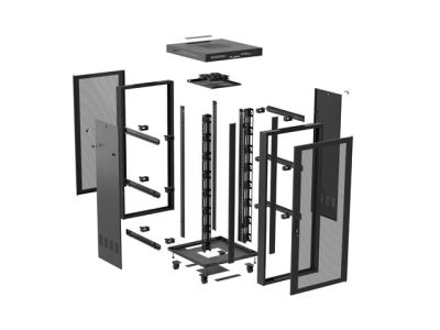 Комуникационен шкаф Lanberg rack cabinet 19" free-standing 37U/600X800 (FLAT PACK) with mesh door LCD black