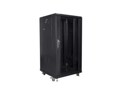Комуникационен шкаф Lanberg rack cabinet 19" free-standing 22U/600x600 (flat pack) black