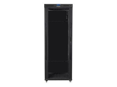 Комуникационен шкаф Lanberg rack cabinet 19" free-standing 42U/800x800 (flat pack) with glass door lcd black v2
