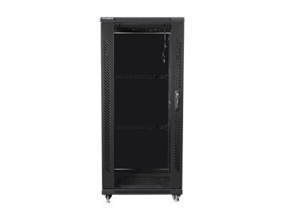 Комуникационен шкаф Lanberg rack cabinet 19" free-standing 27U / 600x800 self-assembly flat pack, black