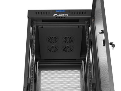 Комуникационен шкаф Lanberg rack cabinet 19" free-standing 32U/600X800 (FLAT PACK) with mesh door LCD black