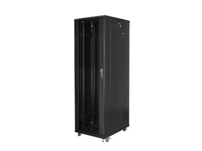 Комуникационен шкаф Lanberg rack cabinet 19" free-standing 42U / 800x800 self-assembly flat pack, black
