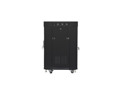 Комуникационен шкаф Lanberg rack cabinet 19" free-standing 15U/600x600 (flat pack) with glass door lcd black v2