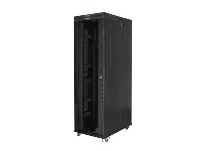 Комуникационен шкаф Lanberg rack cabinet 19" free-standing 42U/800x1200 (flat pack) with glass door lcd black v2
