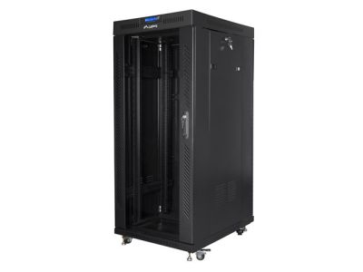 Комуникационен шкаф Lanberg rack cabinet 19" free-standing 27U/800x1200 (flat pack) with glass door lcd black