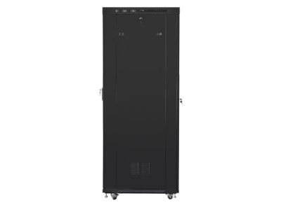 Комуникационен шкаф Lanberg rack cabinet 19" free-standing 27U/800x1200 (flat pack) with mesh door lcd black