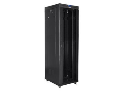 Комуникационен шкаф Lanberg rack cabinet 19" free-standing 42U/600x800 (flat pack) with glass door lcd black v2