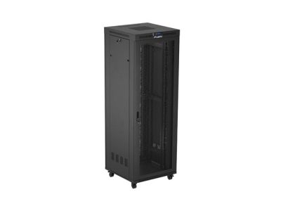 Комуникационен шкаф Lanberg rack cabinet 19" free-standing 47U/800X800 (FLAT PACK) with mesh door LCD black