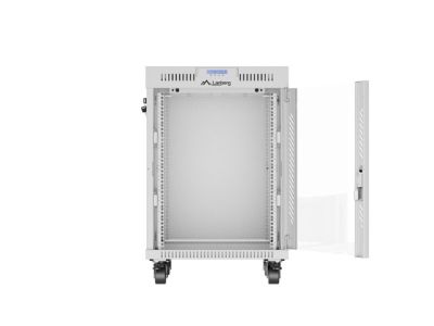 Комуникационен шкаф Lanberg rack cabinet 19" free-standing 15U/600x600 (flat pack) with glass door lcd grey v2