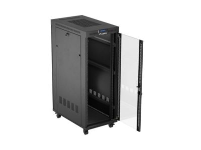 Комуникационен шкаф Lanberg rack cabinet 19" free-standing 32U/600X1000 (FLAT PACK) with glass door LCD black