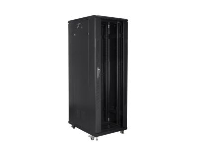 Комуникационен шкаф Lanberg rack cabinet 19" free-standing 47U / 800x800 self-assembly flat pack, black