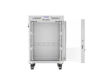 Комуникационен шкаф Lanberg rack cabinet 19" free-standing 15U/600x800 (flat pack) with glass door lcd grey v2
